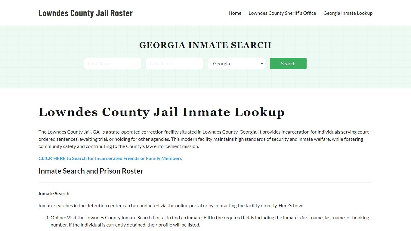 Lowndes County Jail Roster Lookup, GA, Inmate Search