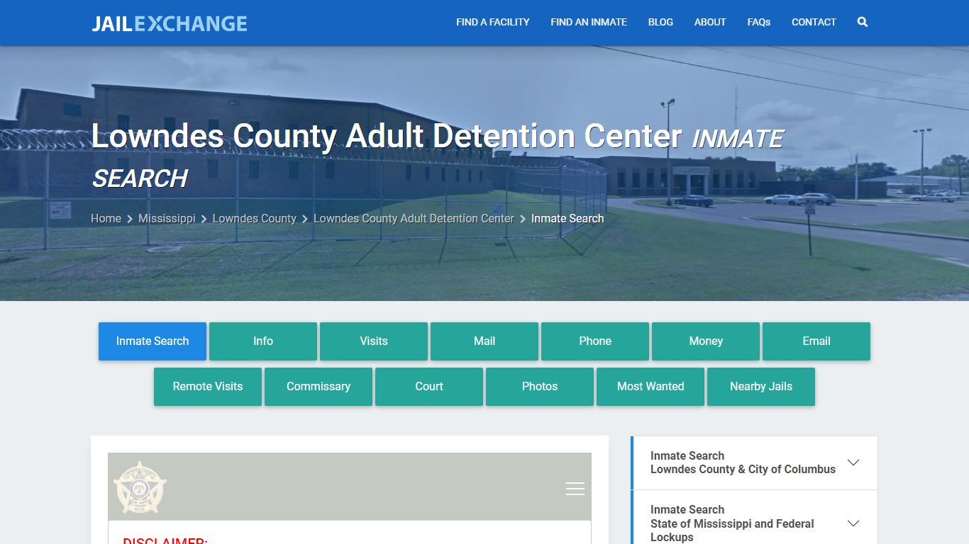 Lowndes County Adult Detention Center Inmate Search - Jail Exchange