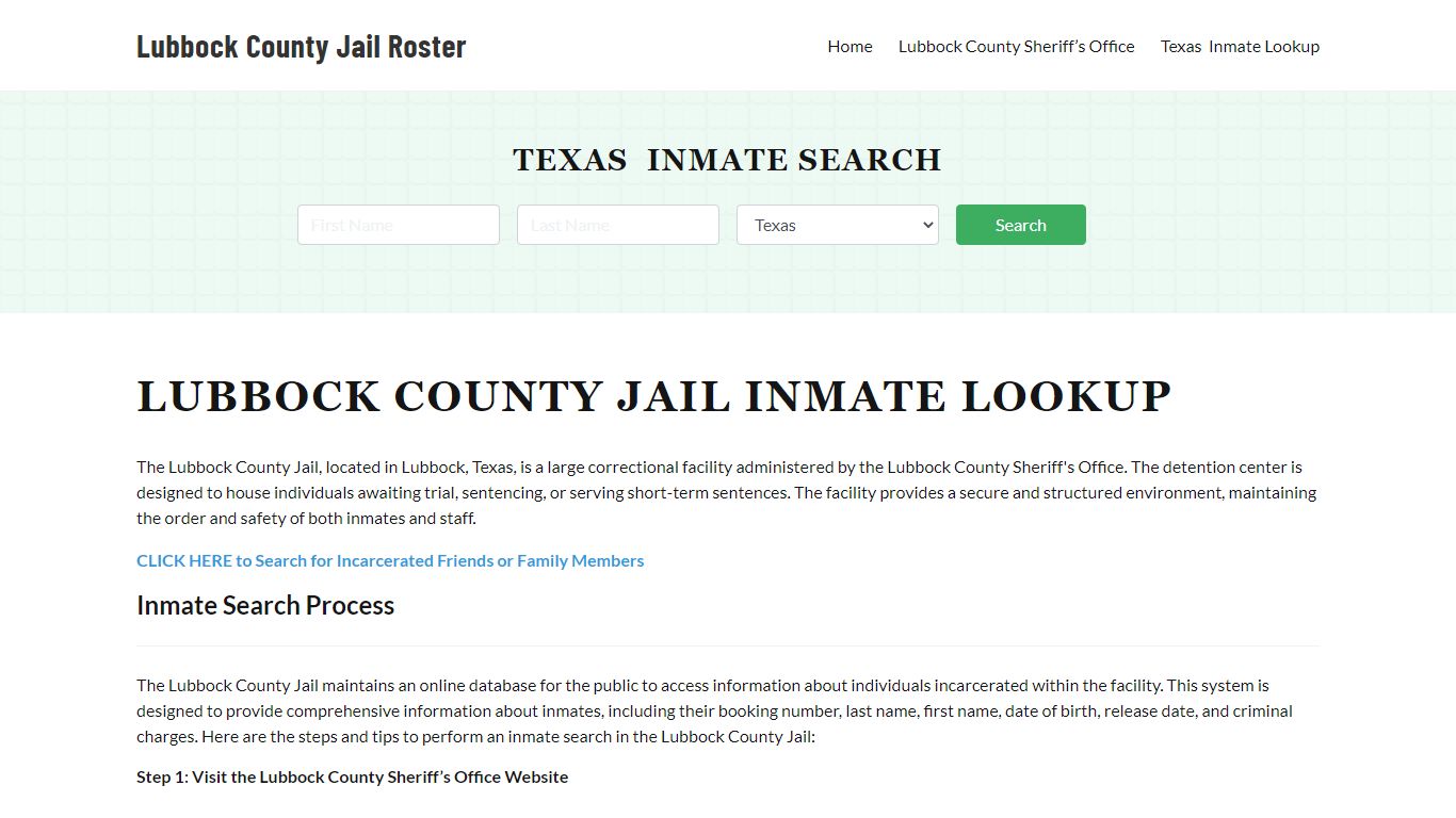 Lubbock County Jail Roster Lookup, TX, Inmate Search