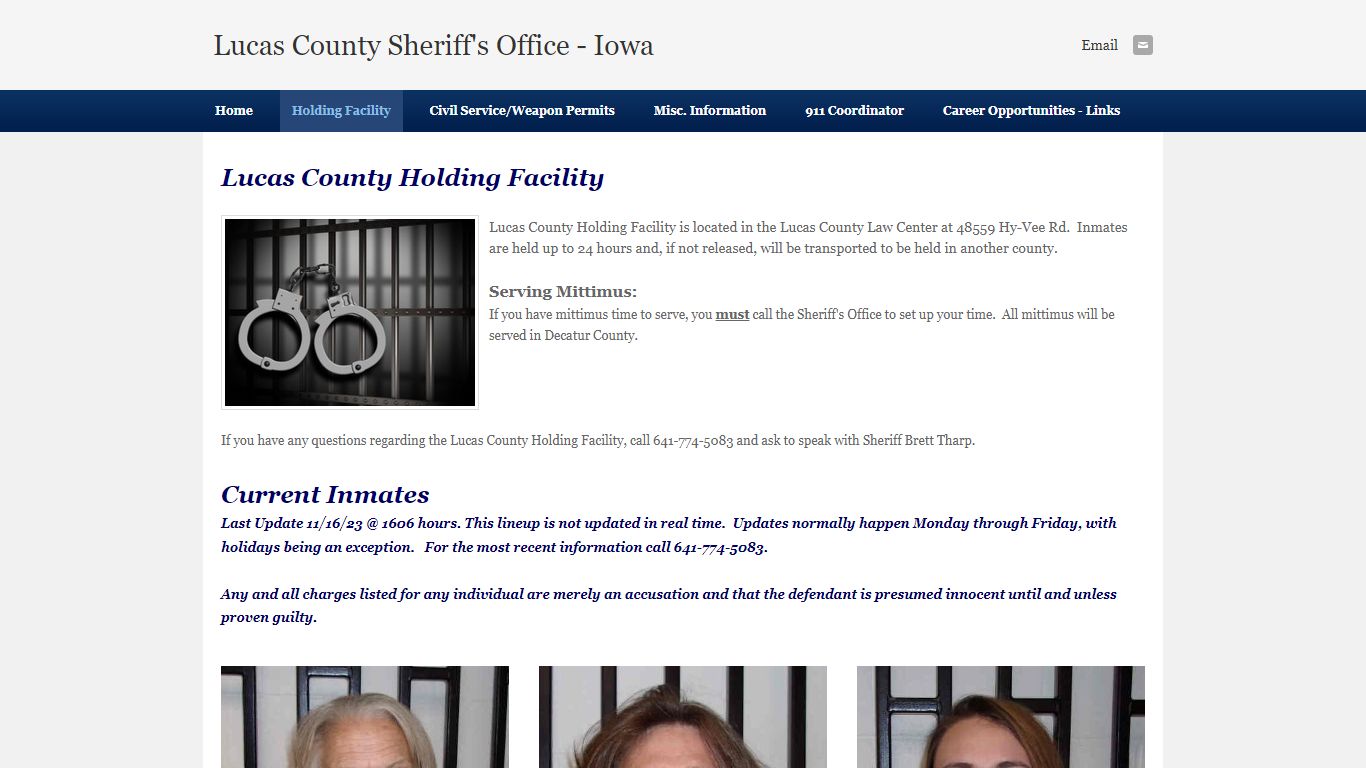 Holding Facility - Lucas County Sheriff's Office - Iowa
