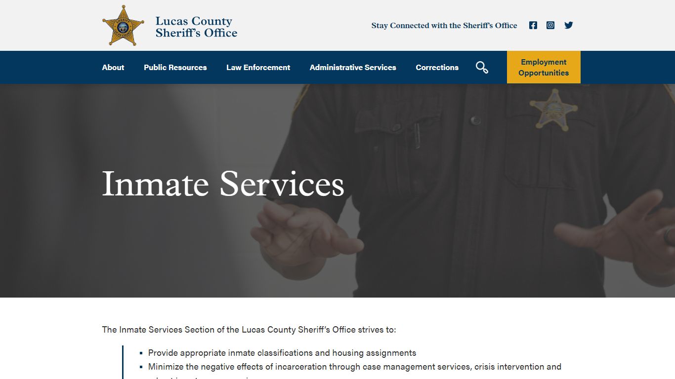 Corrections Center Inmate Services - Lucas County Sheriff