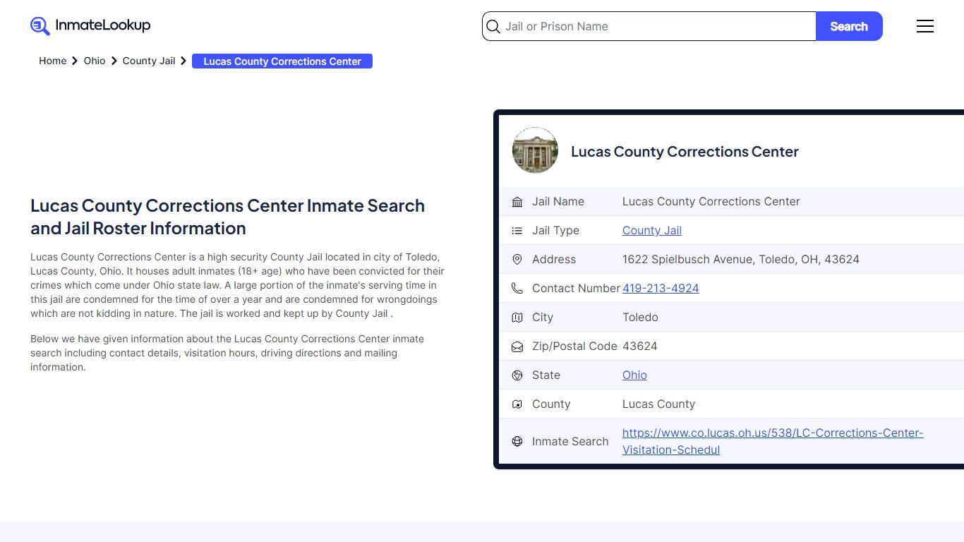 Lucas County Corrections Center Inmate Search - Toledo Ohio - Inmate Lookup