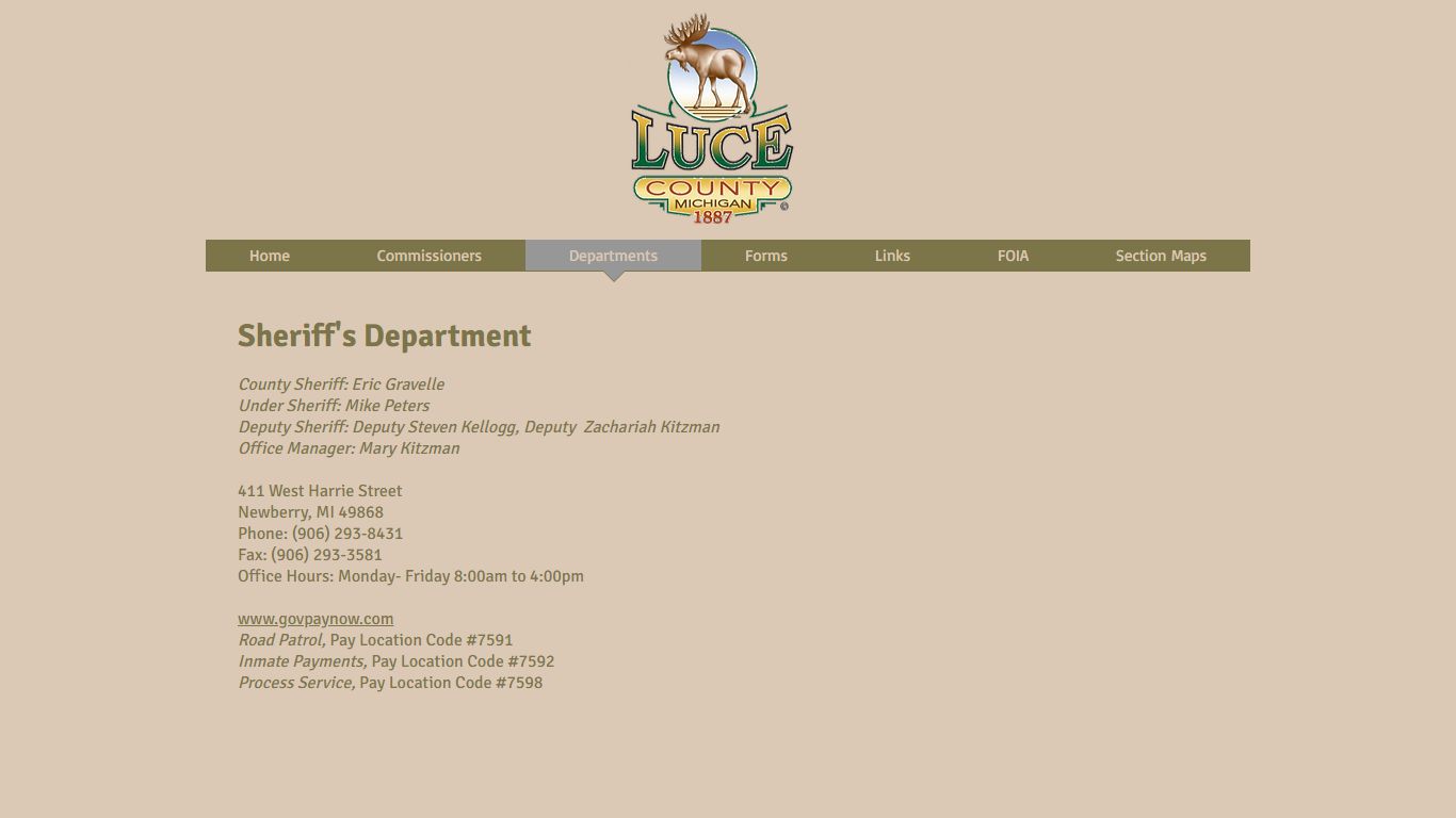 Sheriff's Department | luce-county