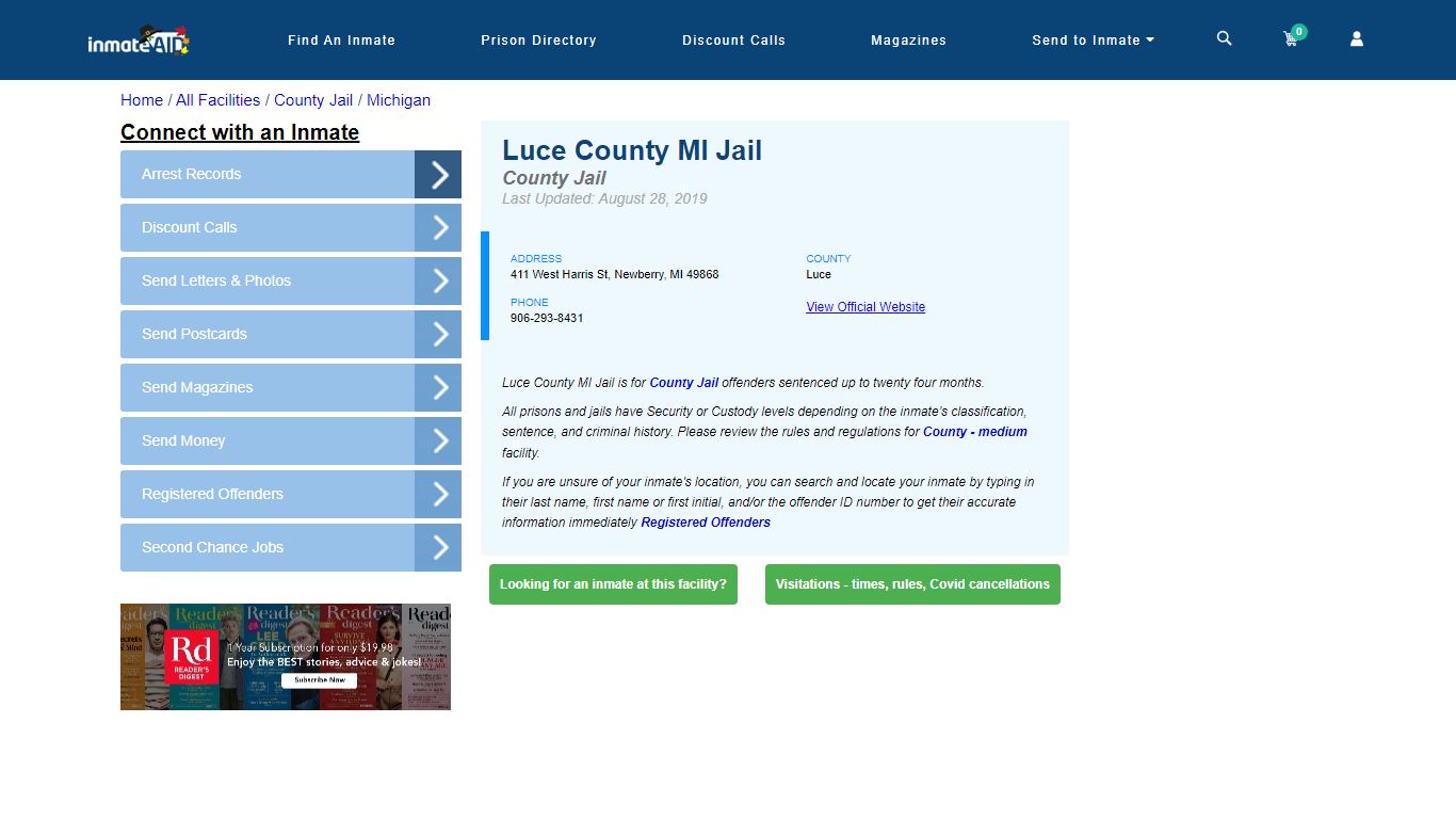 Luce County MI Jail - Inmate Locator - Newberry, MI