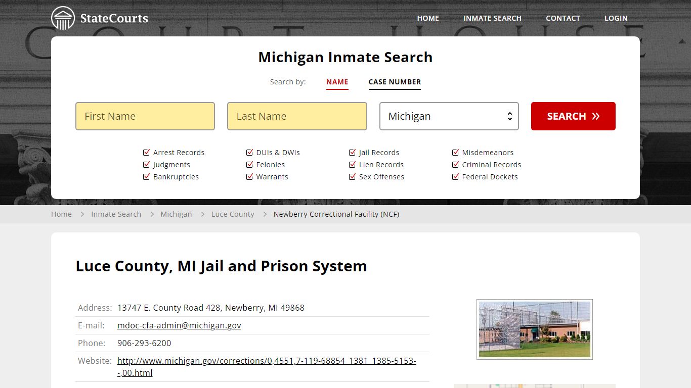 Newberry Correctional Facility (NCF) Inmate Records Search, Michigan ...