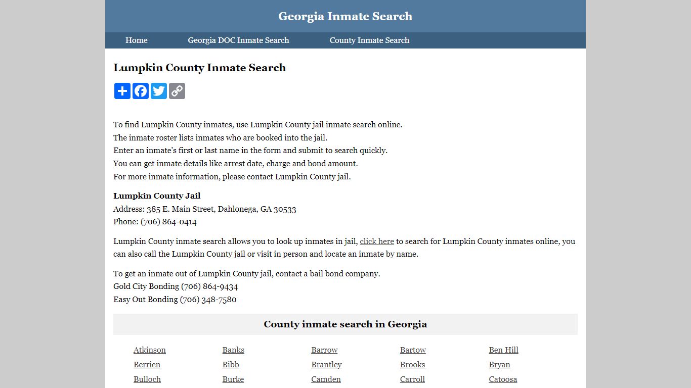 Lumpkin County Inmate Search