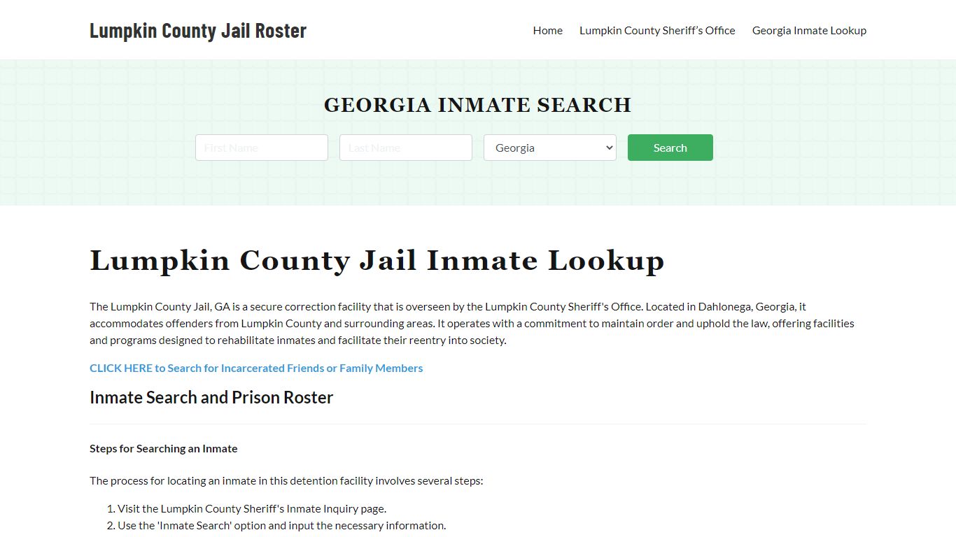 Lumpkin County Jail Roster Lookup, GA, Inmate Search
