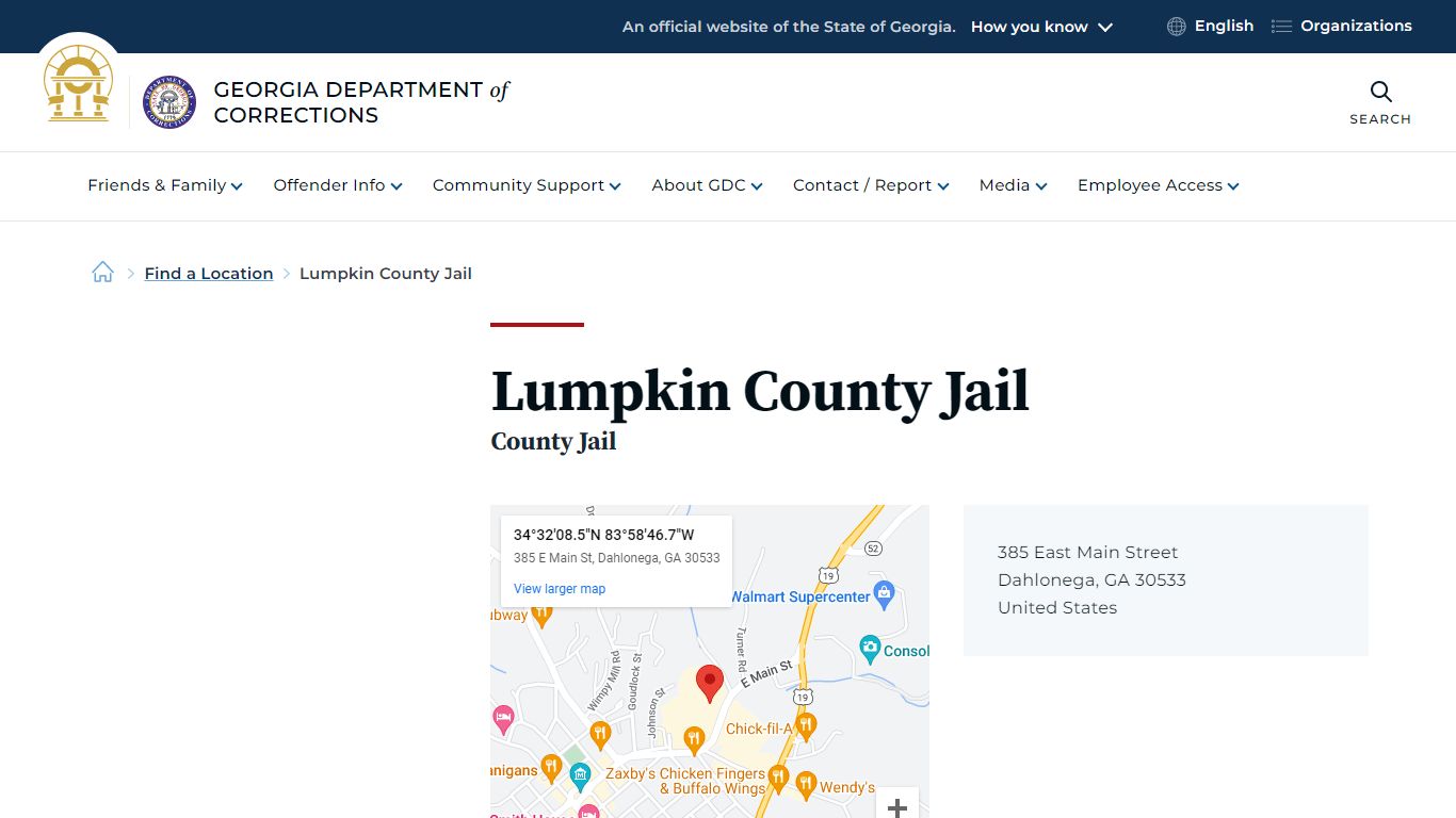 Lumpkin County Jail | Georgia Department of Corrections