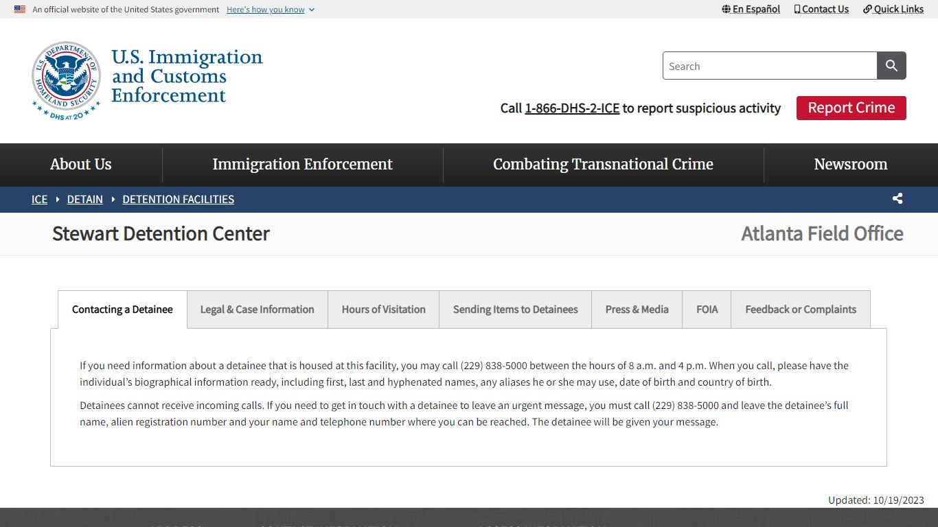 Stewart Detention Center | ICE