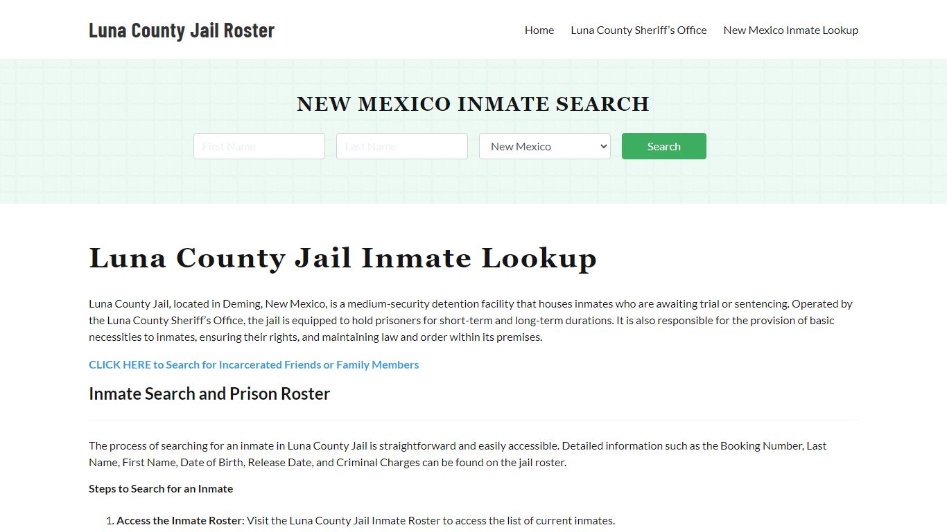 Luna County Jail Roster Lookup, NM, Inmate Search