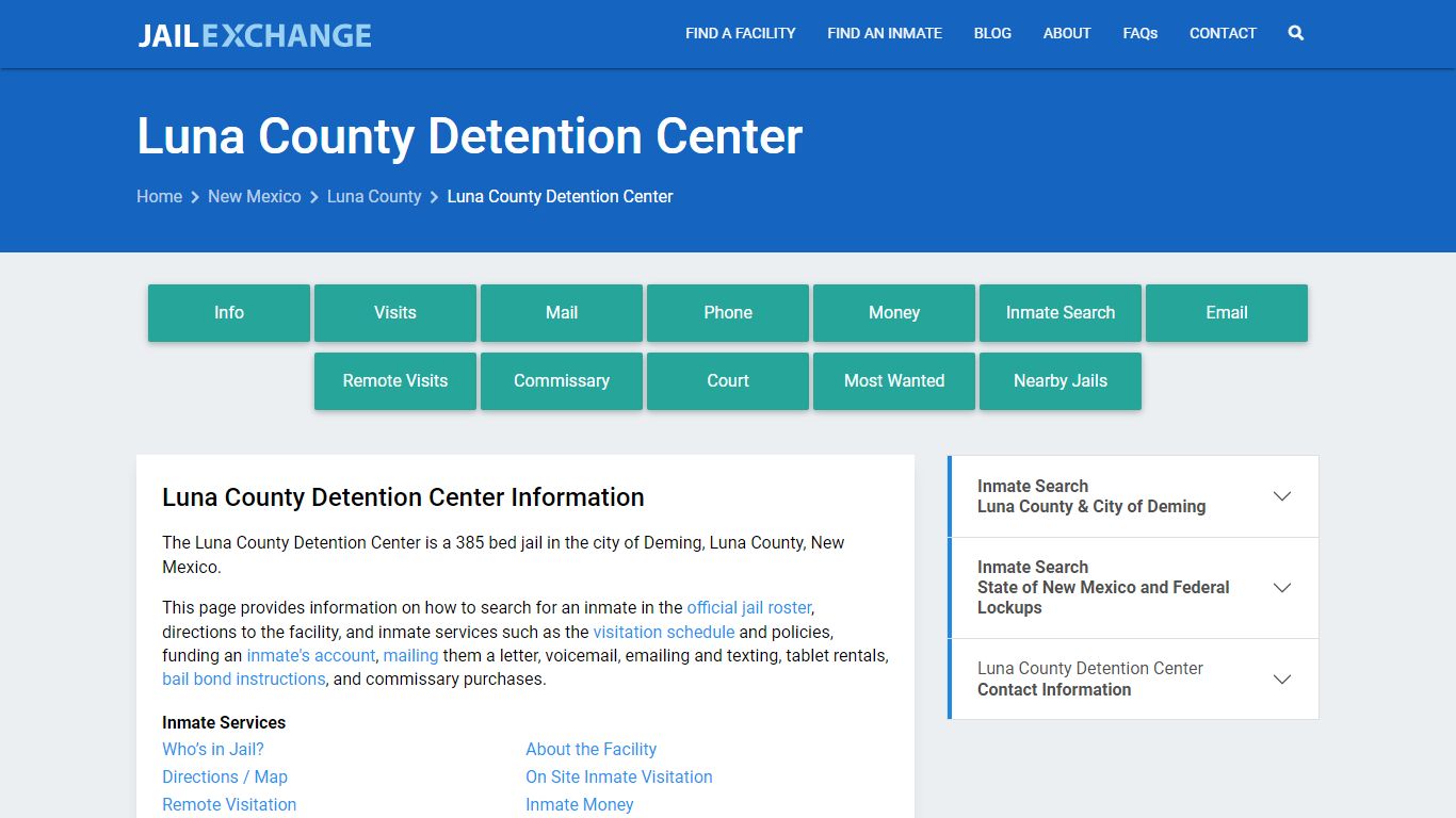 Luna County Detention Center, NM Inmate Search, Information - Jail Exchange
