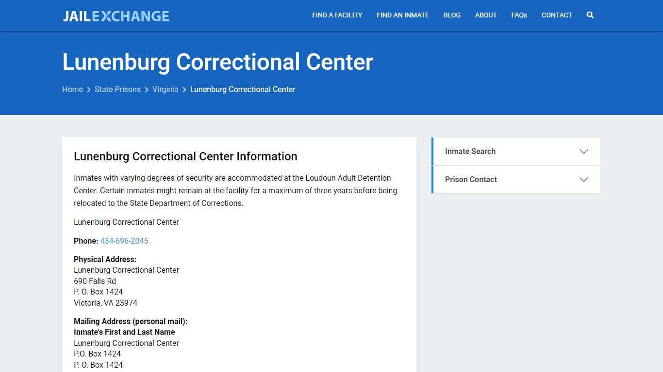 Lunenburg Correctional Center Inmate Search, VA - Jail Exchange