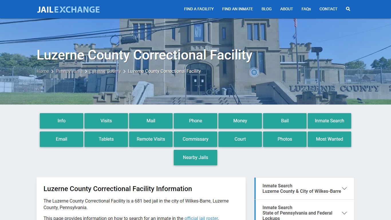 Luzerne County Correctional Facility, PA Inmate Search, Information