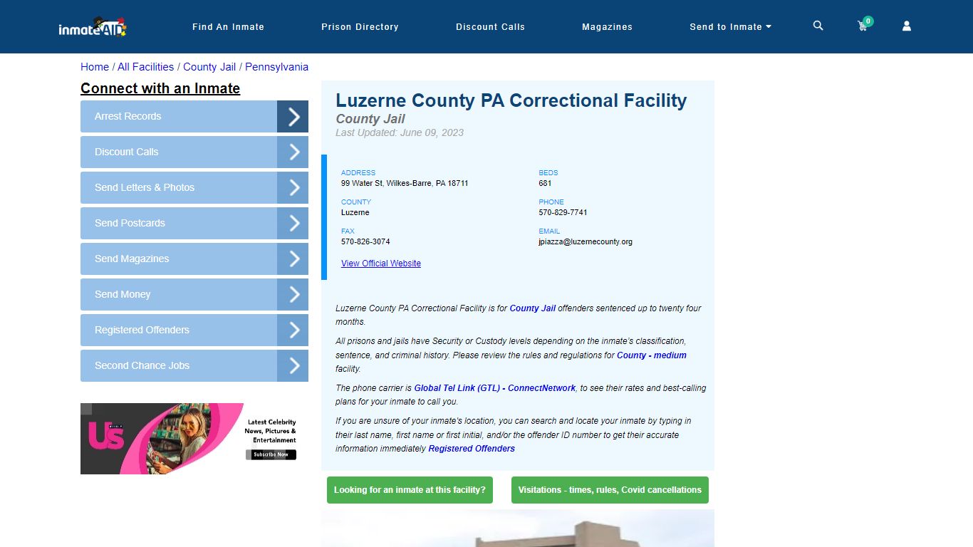 Luzerne County PA Correctional Facility - Inmate Locator - Wilkes-Barre, PA