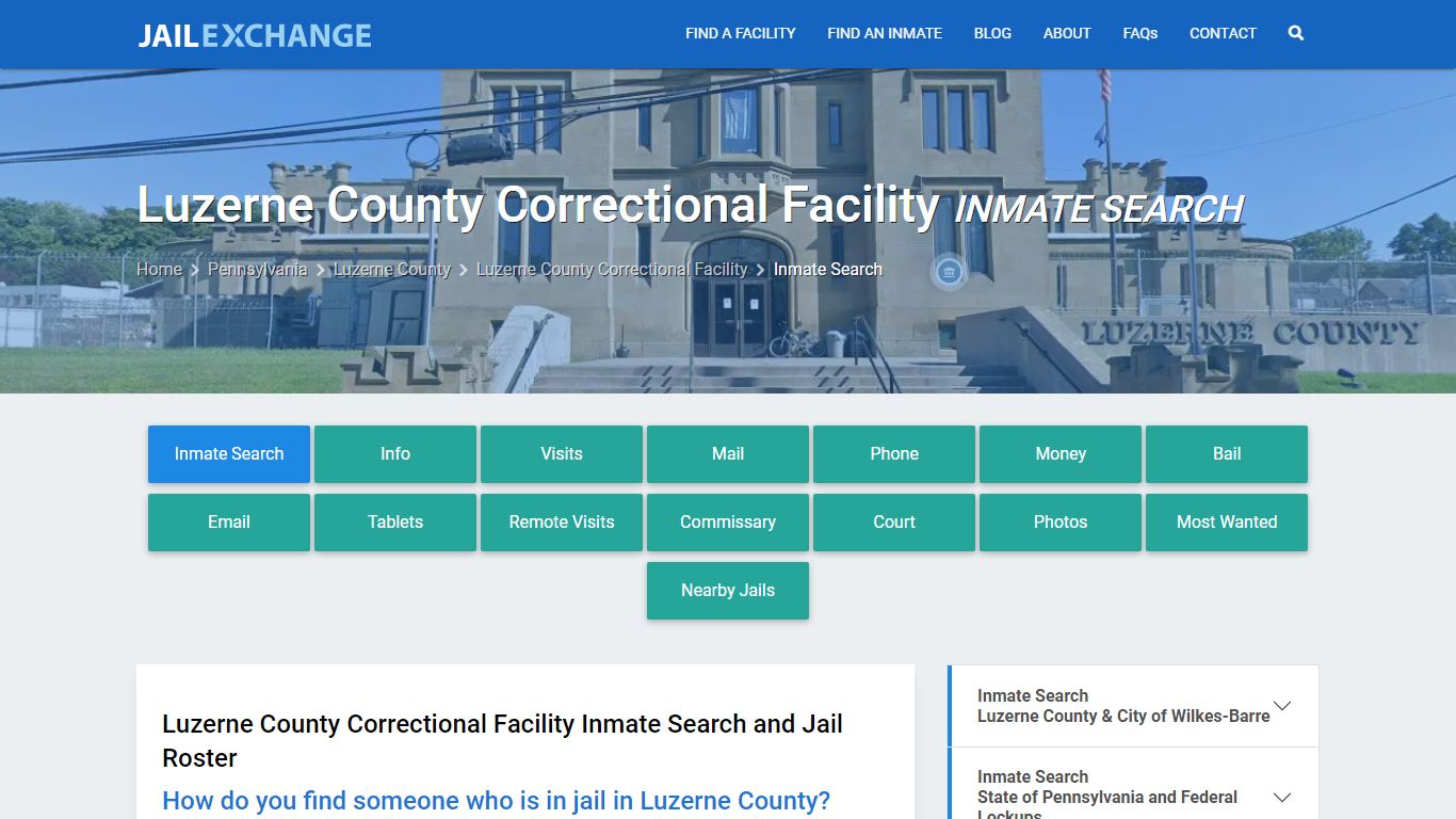 Luzerne County Correctional Facility Inmate Search - Jail Exchange