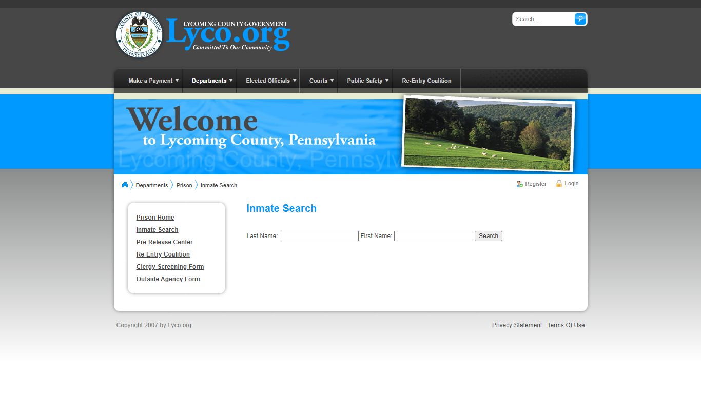 Lycoming County > Inmate Search - Lycoming County, Pennsylvania