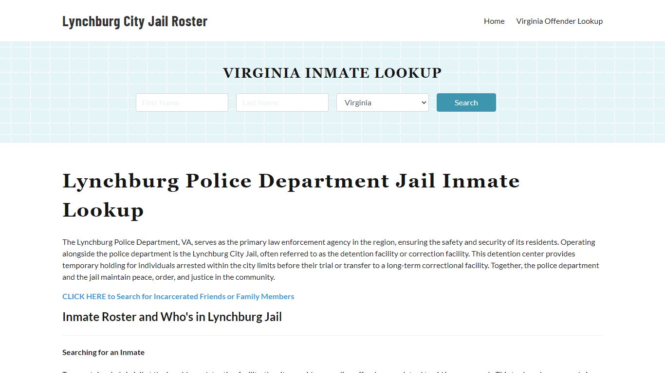 Lynchburg Police Department & City Jail, VA Inmate Roster, Arrests ...