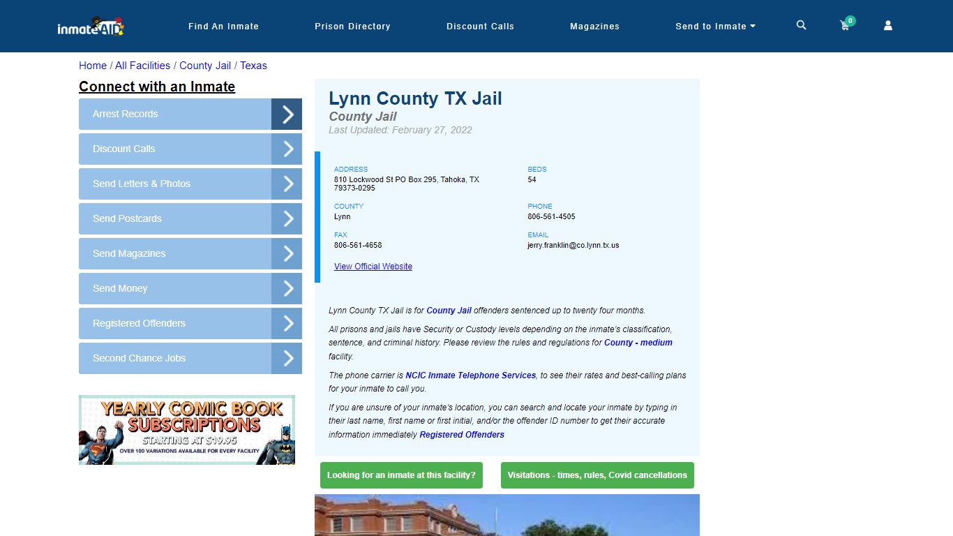 Lynn County TX Jail - Inmate Locator - Tahoka, TX