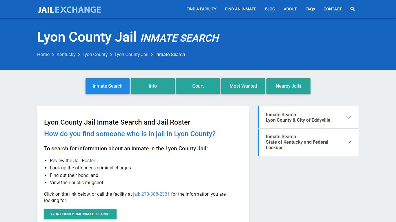 Inmate Search: Roster & Mugshots - Lyon County Jail, KY