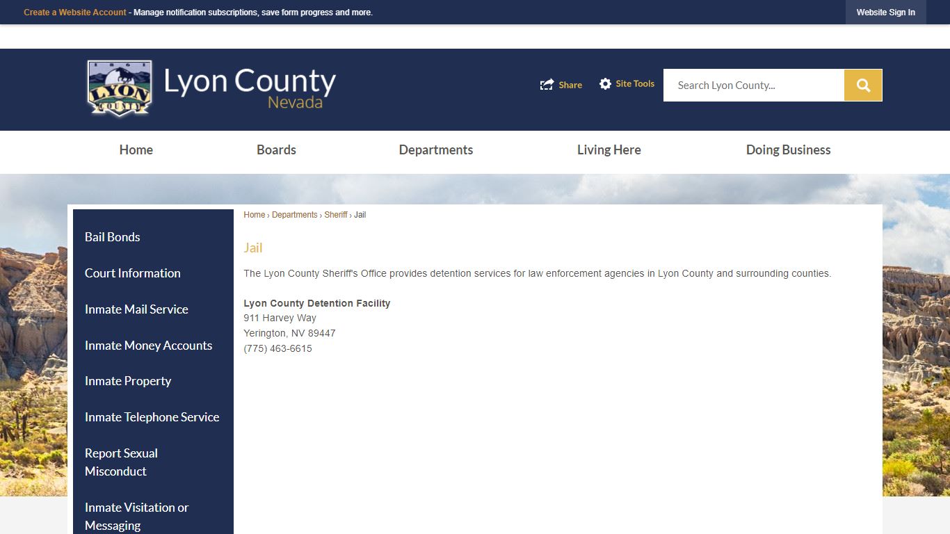 Jail | Lyon County, NV - Official Website