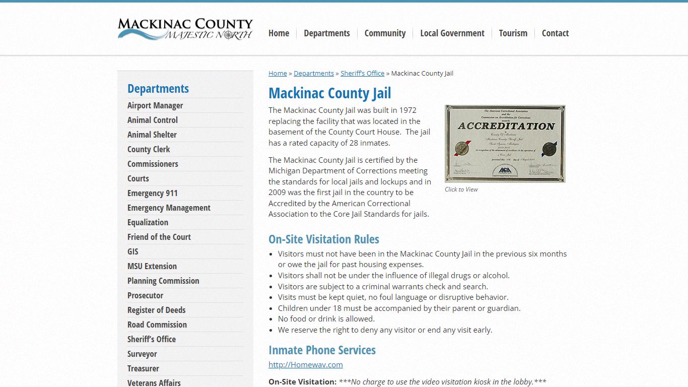 Mackinac County Jail | Mackinac County
