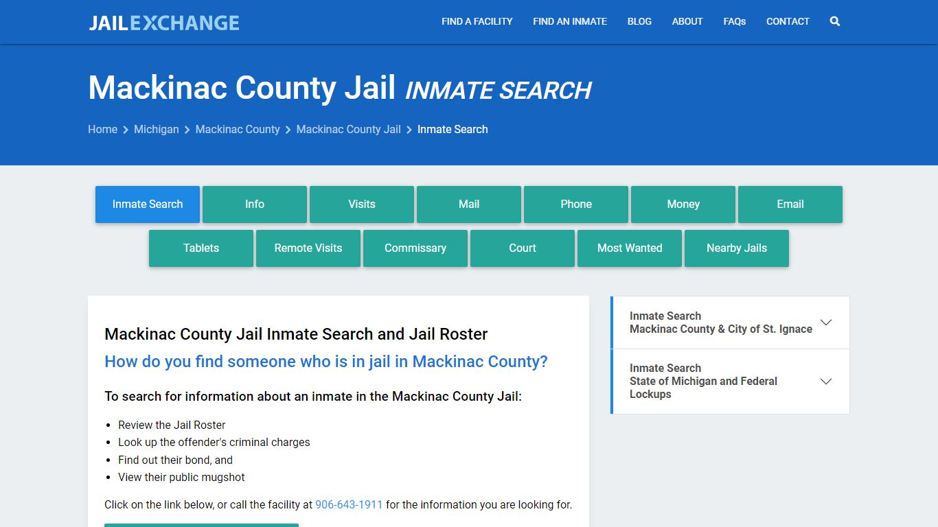 Inmate Search: Roster & Mugshots - Mackinac County Jail, MI