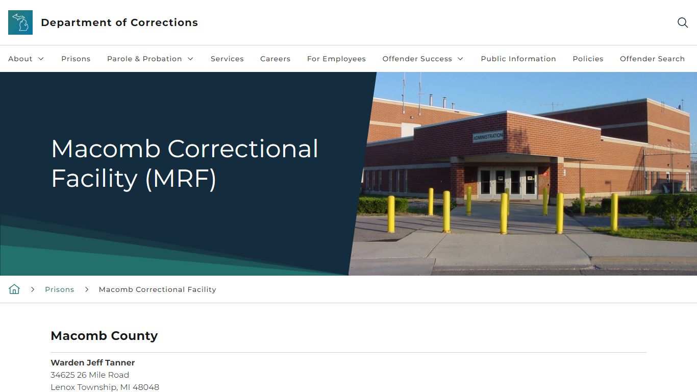 Macomb Correctional Facility (MRF) - State of Michigan