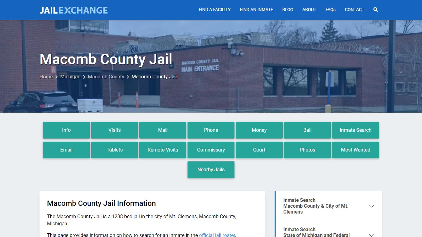 Macomb County Jail, MI Inmate Search, Information