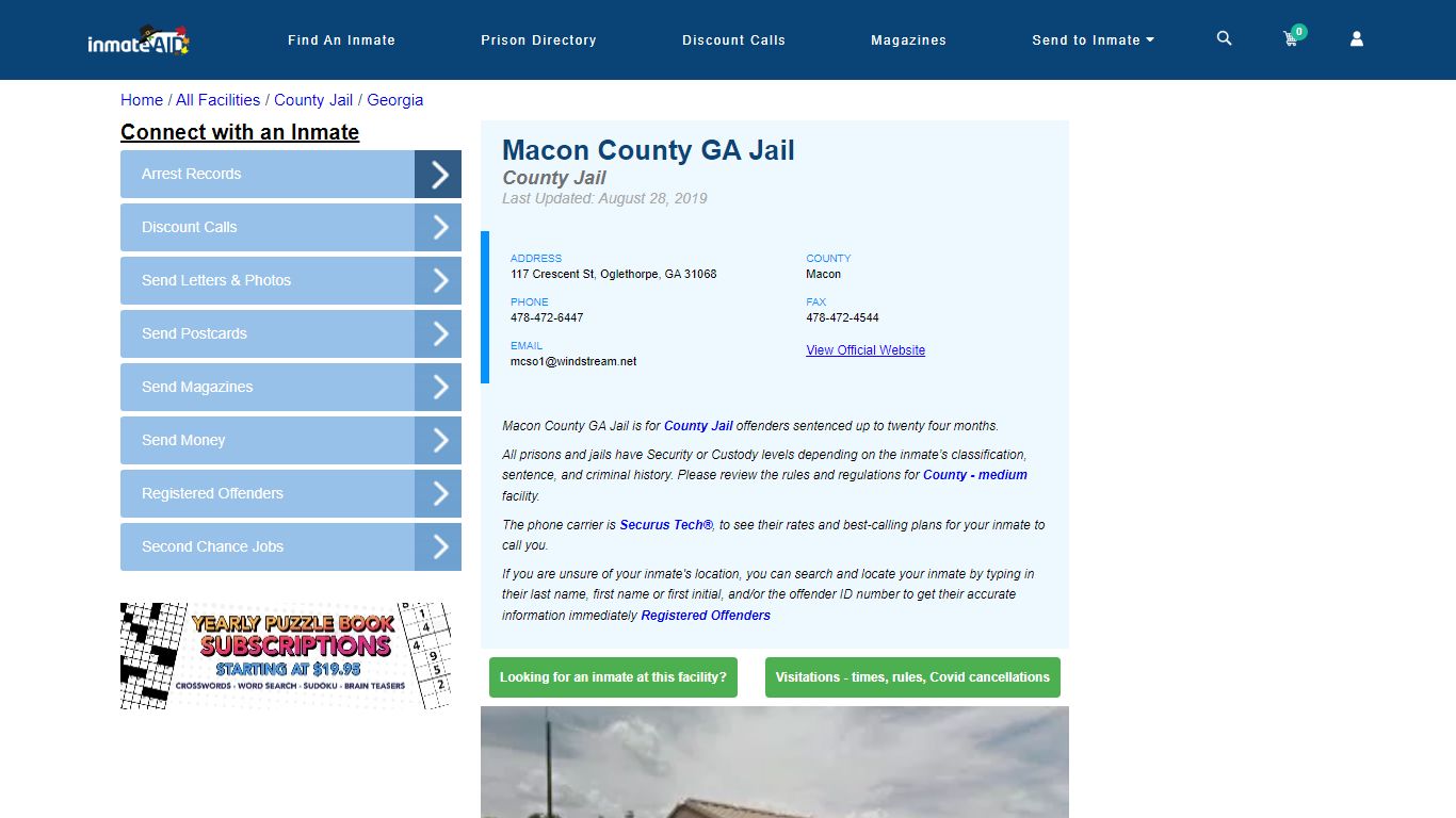 Macon County GA Jail - Inmate Locator - Oglethorpe, GA