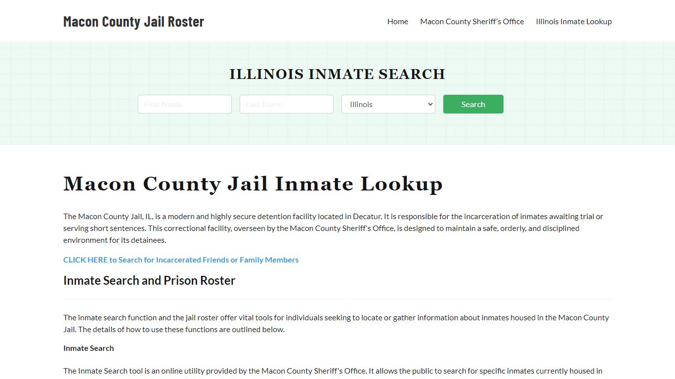 Macon County Jail Roster Lookup, IL, Inmate Search