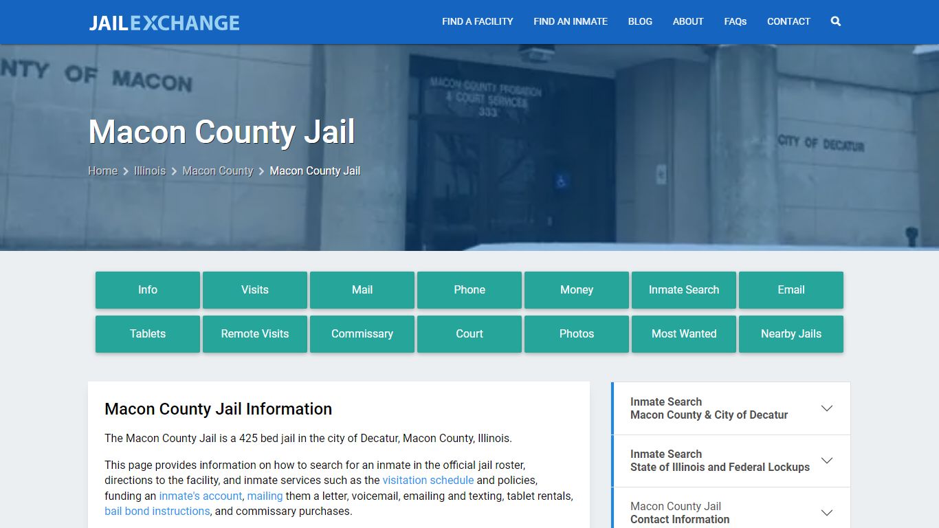 Macon County Jail, IL Inmate Search, Information