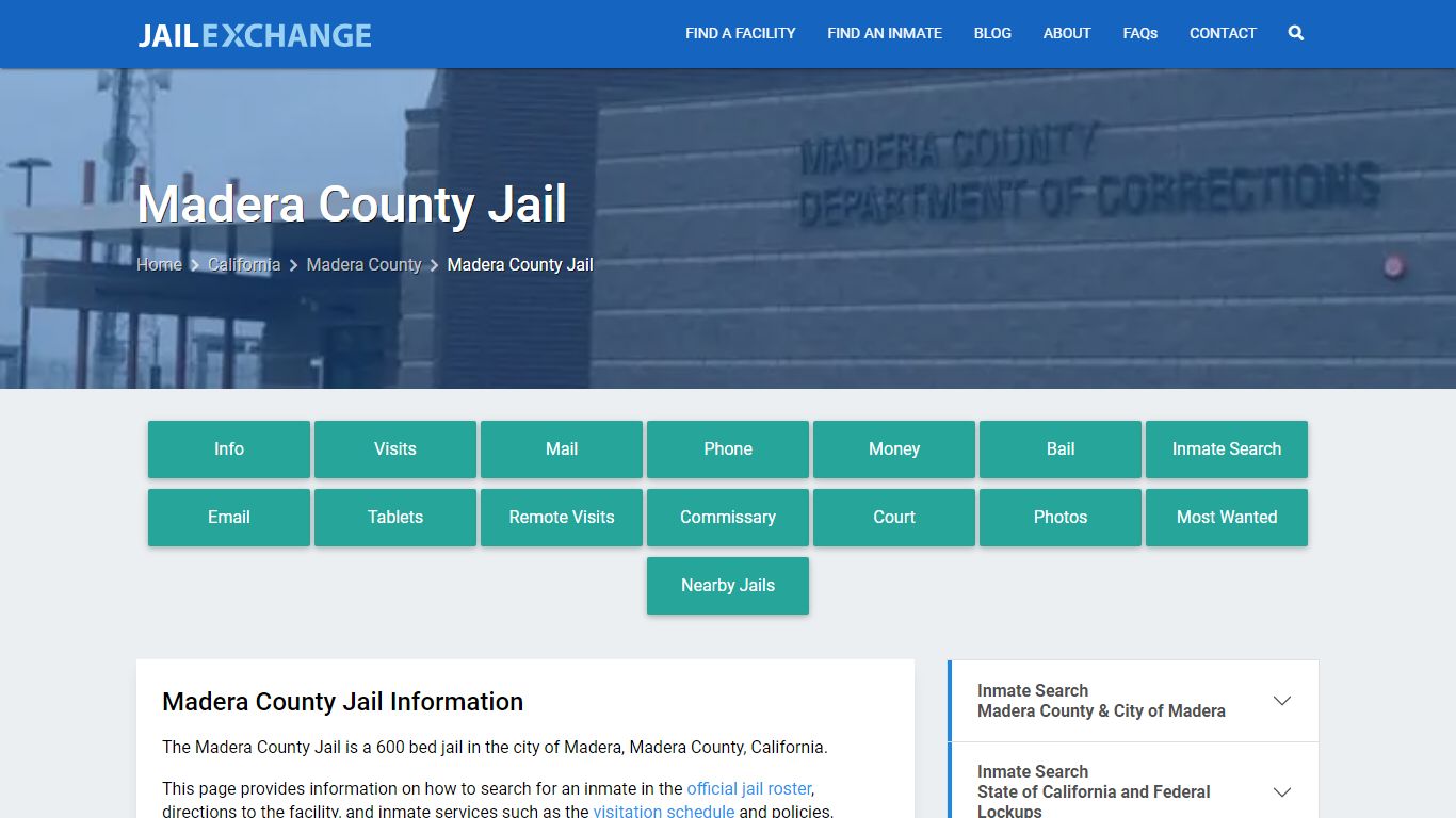 Madera County Jail, CA Inmate Search, Information