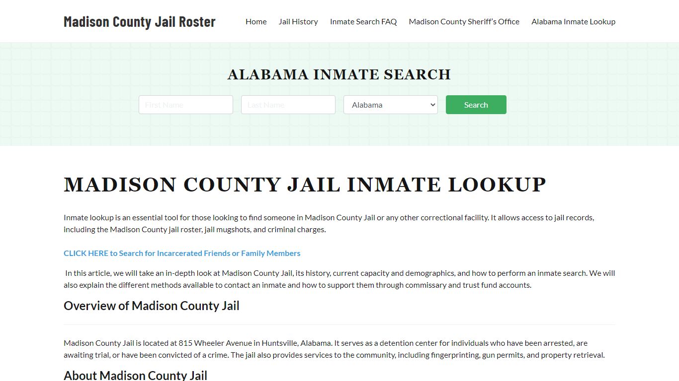 Madison County Jail Roster Lookup, AL, Inmate Search