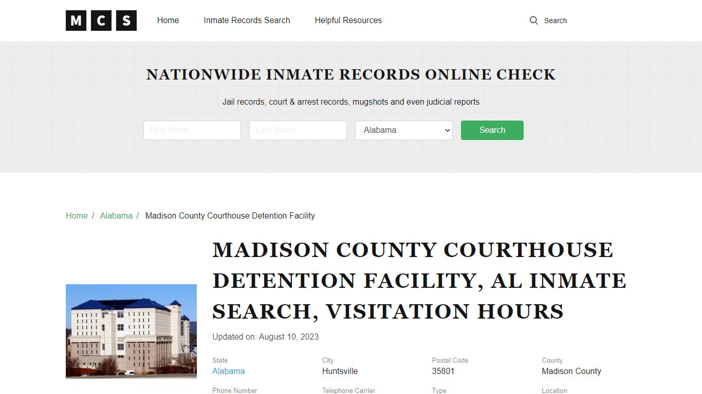 Madison County, AL Jail Inmates Search, Visitation Rules