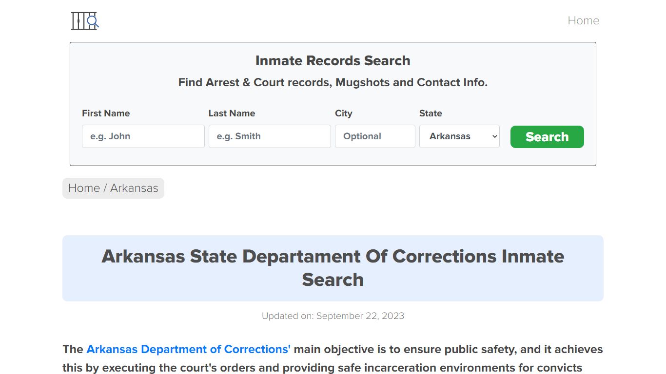 Arkansas State Departament Of Corrections Inmate Search - Madison County
