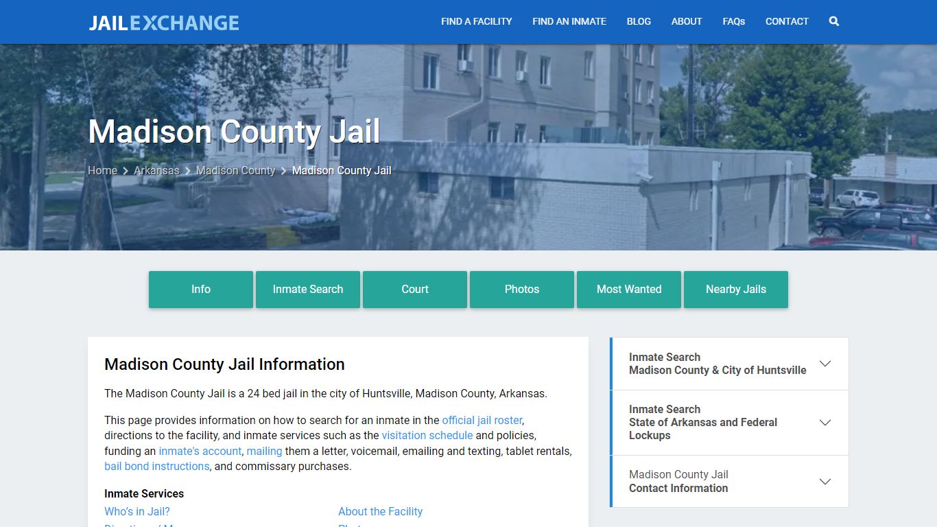 Madison County Jail, AR Inmate Search, Information