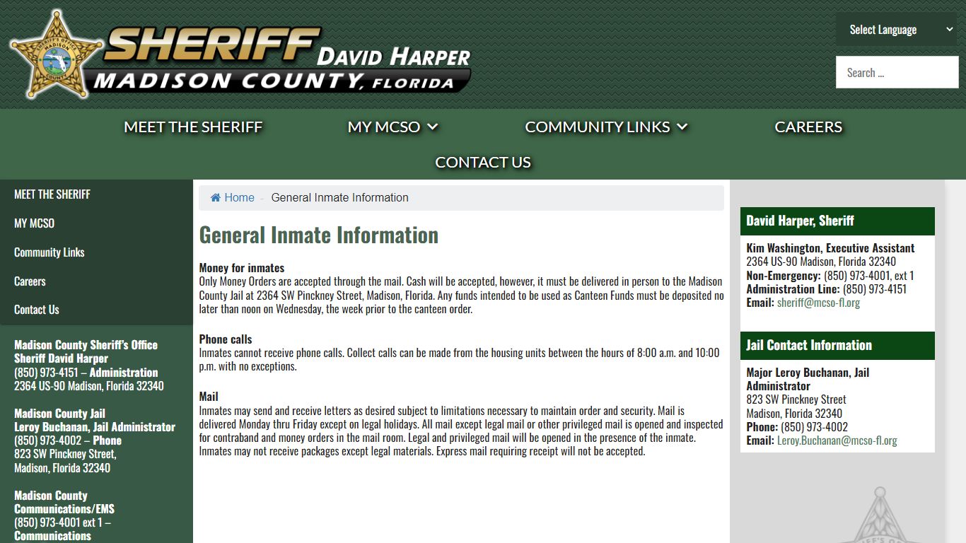 General Inmate Information – Madison County Sheriff