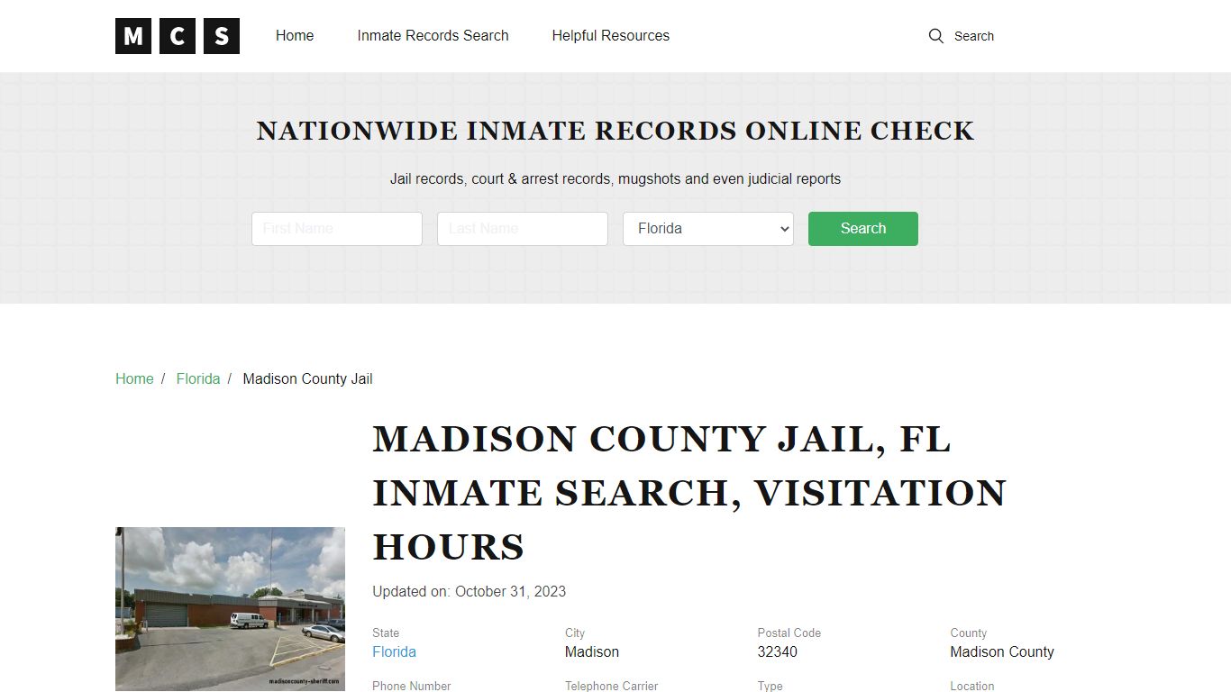 Madison County, FL Jail Inmates Search, Visitation Rules