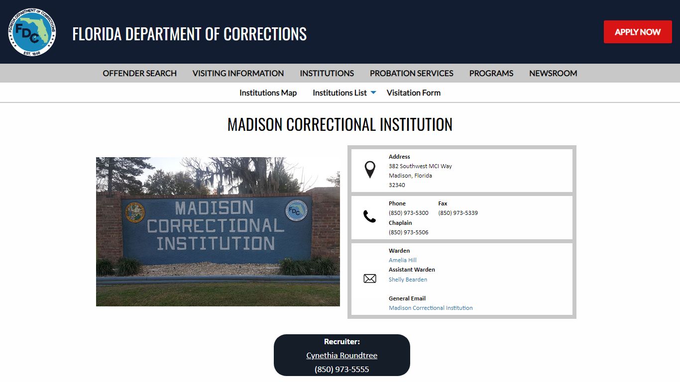 Madison Correctional Institution -- Florida Department of Corrections