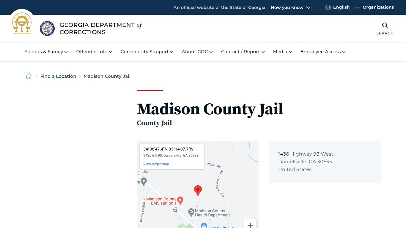 Madison County Jail | Georgia Department of Corrections