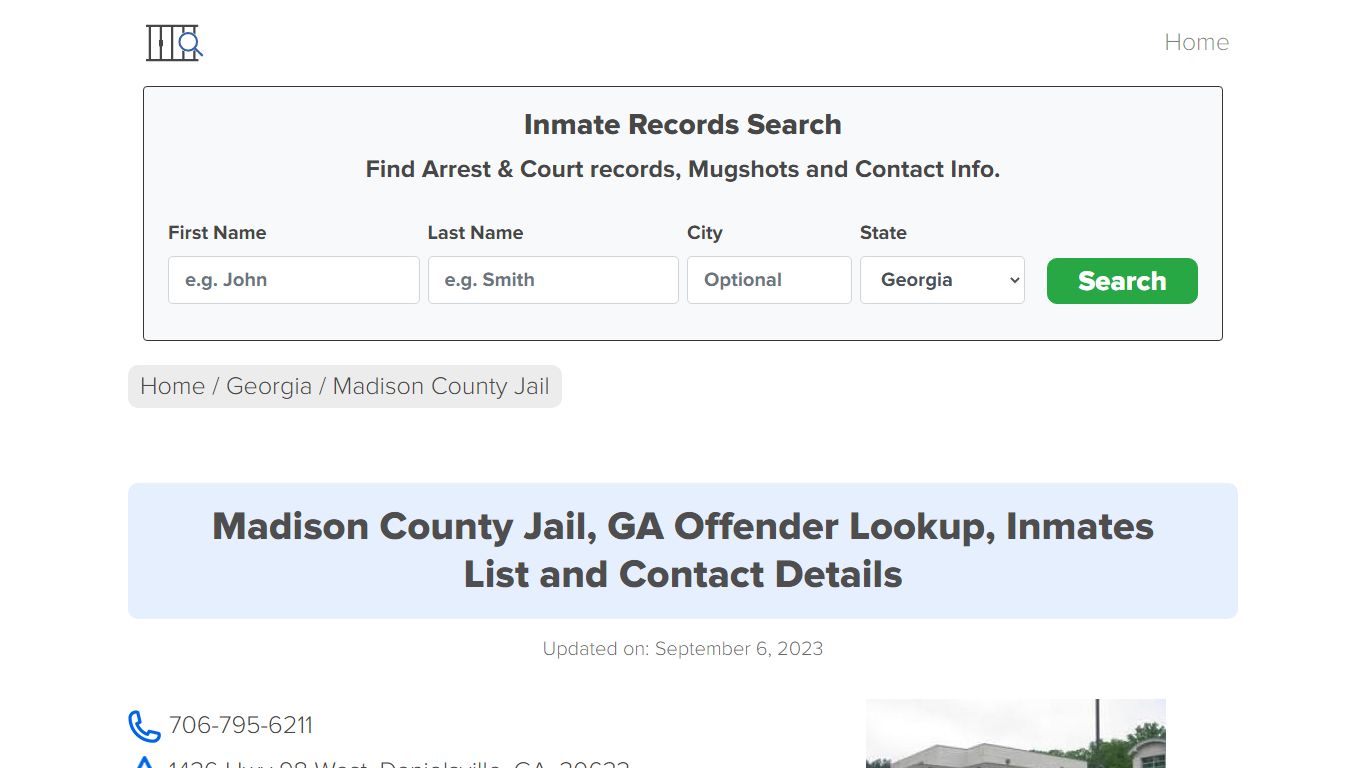 Madison County Jail, GA Offender Locator, Inmate Roster