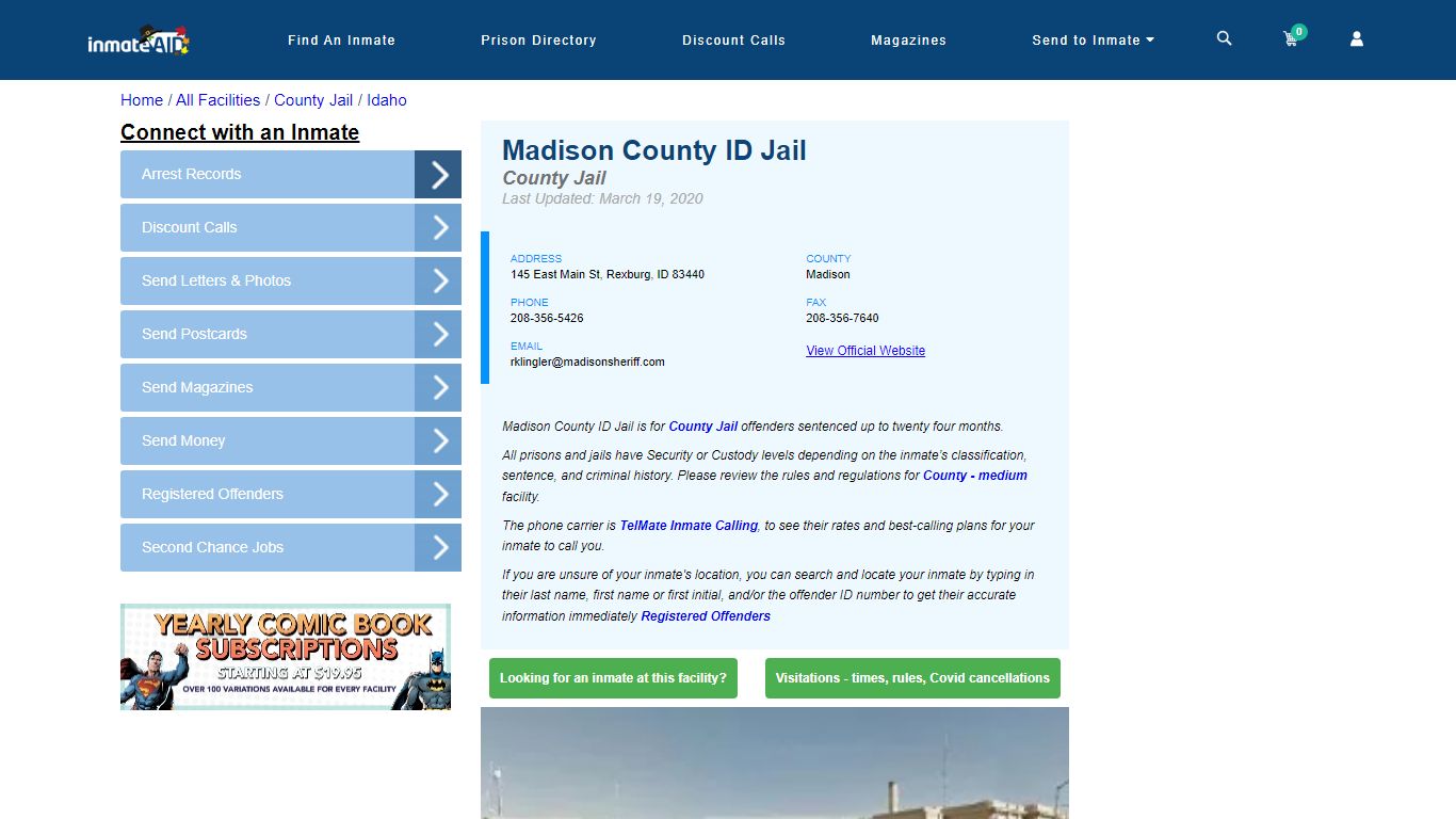 Madison County ID Jail - Inmate Locator - Rexburg, ID