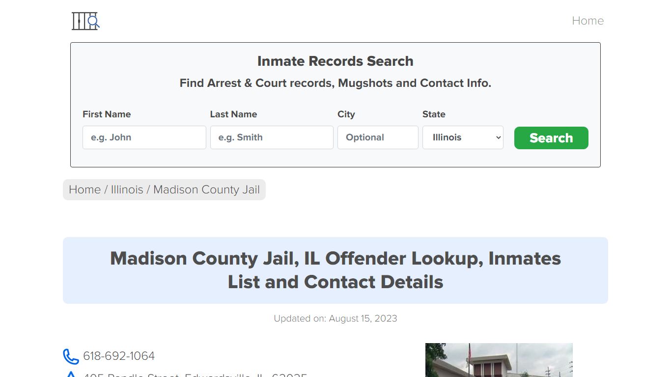 Madison County Jail, IL Offender Locator, Inmate Roster
