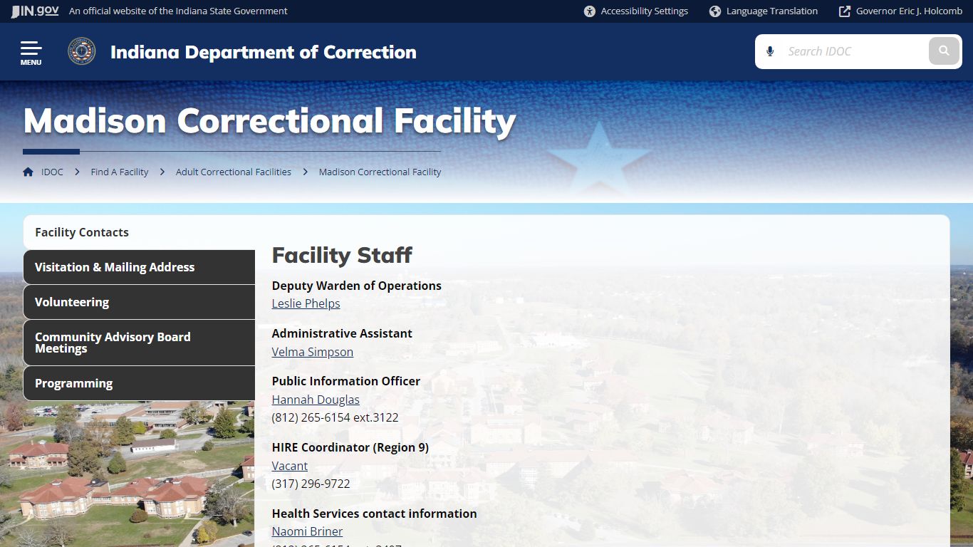 IDOC: Madison Correctional Facility - IN.gov