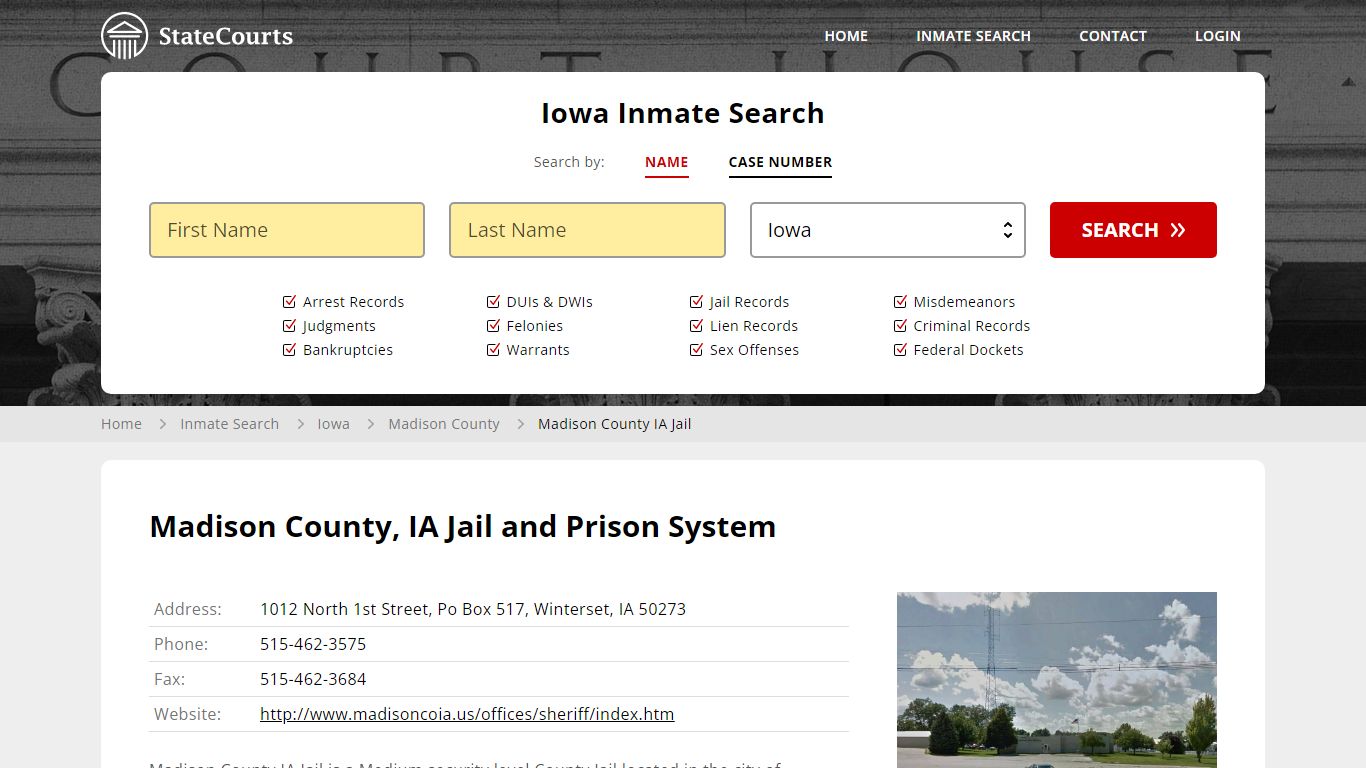Madison County IA Jail Inmate Records Search, Iowa - StateCourts
