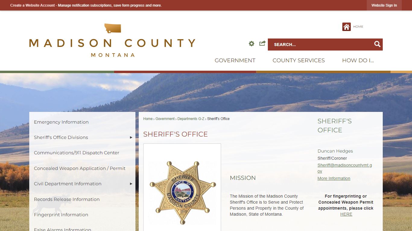 Sheriff's Office | Madison County, MT