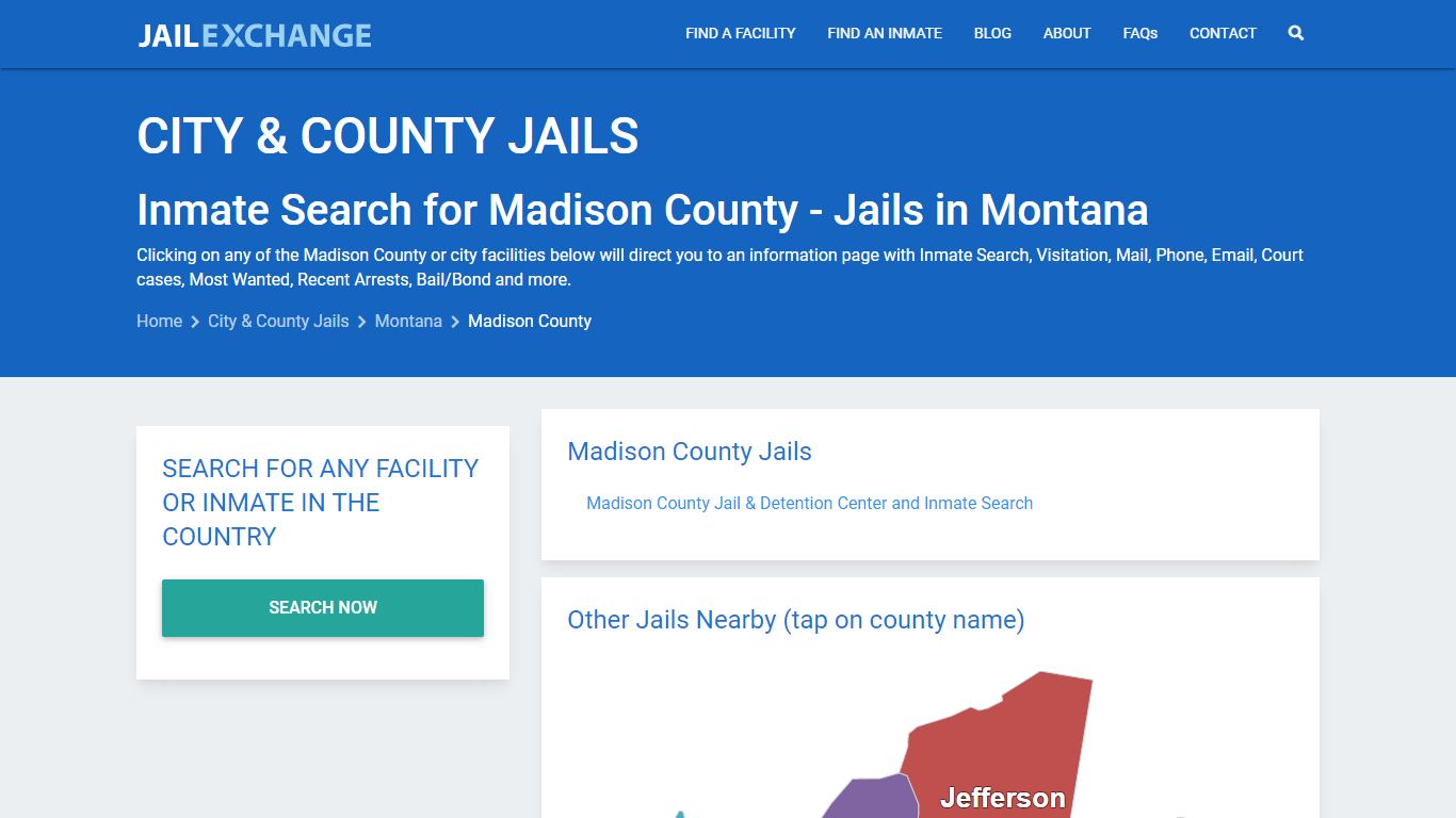 Inmate Search for Madison County | Jails in Montana - Jail Exchange