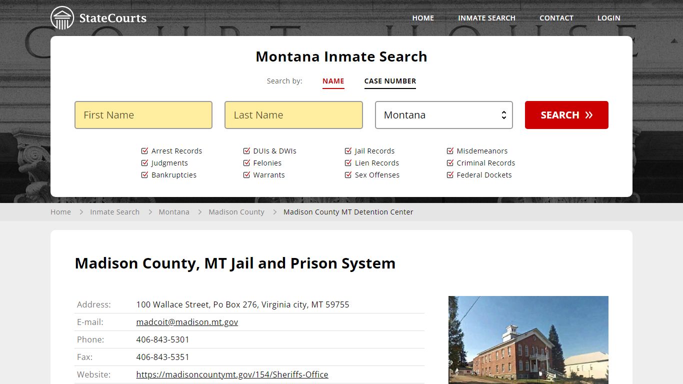 Madison County MT Detention Center Inmate Records Search, Montana ...