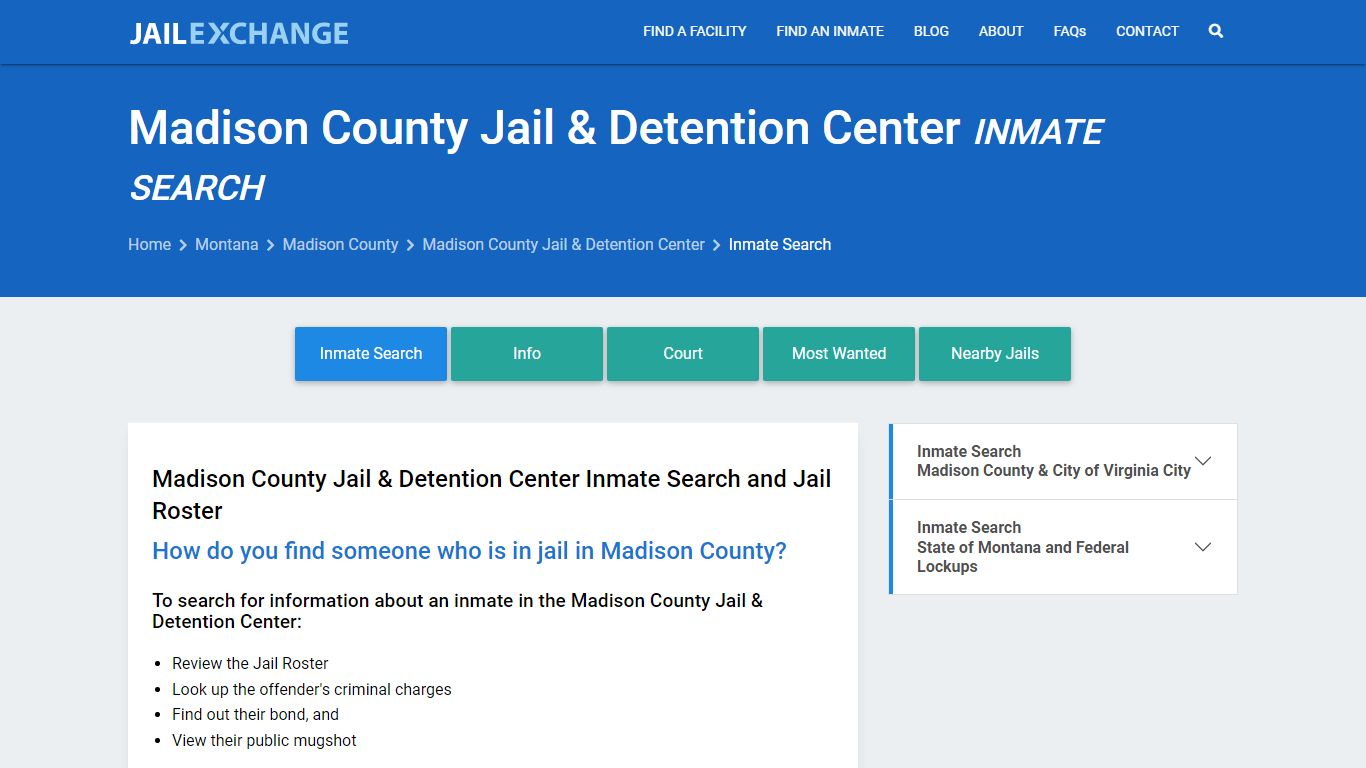 Madison County Jail & Detention Center Inmate Search