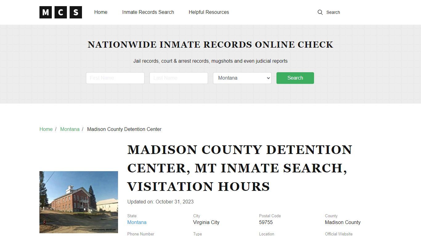 Madison County, MT Jail Inmates Search, Visitation Rules